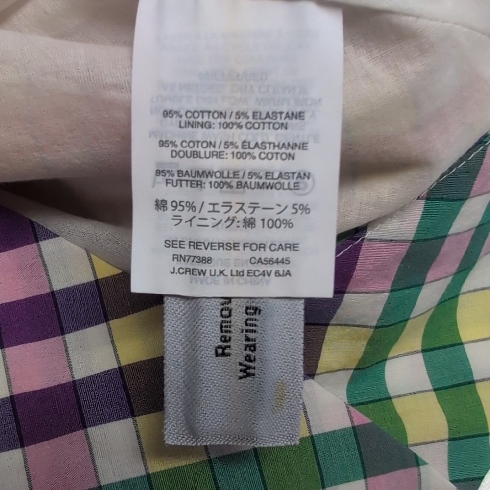 J Crew Woman's Gingham Tie Neck Cotton Sleeveless Shift Mini Dress Rainbow 2 - Picture 10 of 10